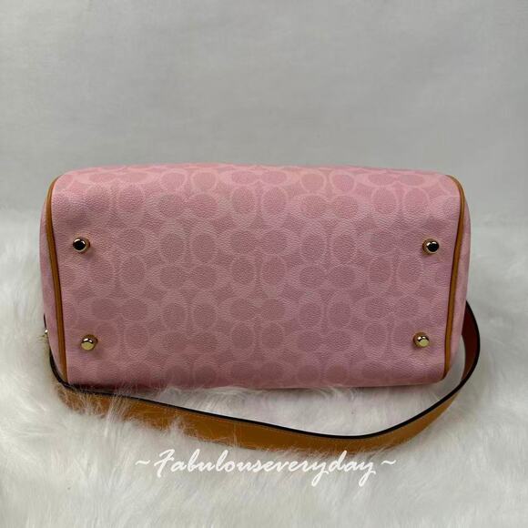 Coach Rowan Large Satchel Bag Signature Canvas with Charms CEA19 Powder Pink NWT - Picture 7 of 9
